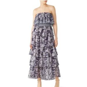 NWT MISA Los Angeles Strapless Tiered Floral Dress